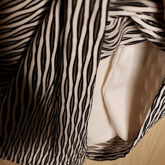 Sandra Darren Womens Black White 3/4 Sleeve Abstract Bodycon Midi Dress 6 - Picture 4 of 7